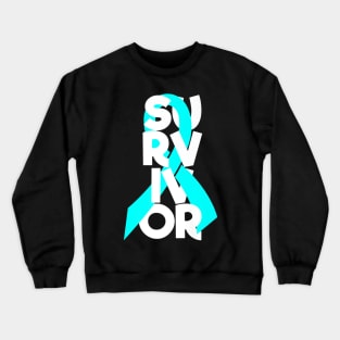 Ovarian Cancer Survivor Awareness Lime Green Ribbon Crewneck Sweatshirt